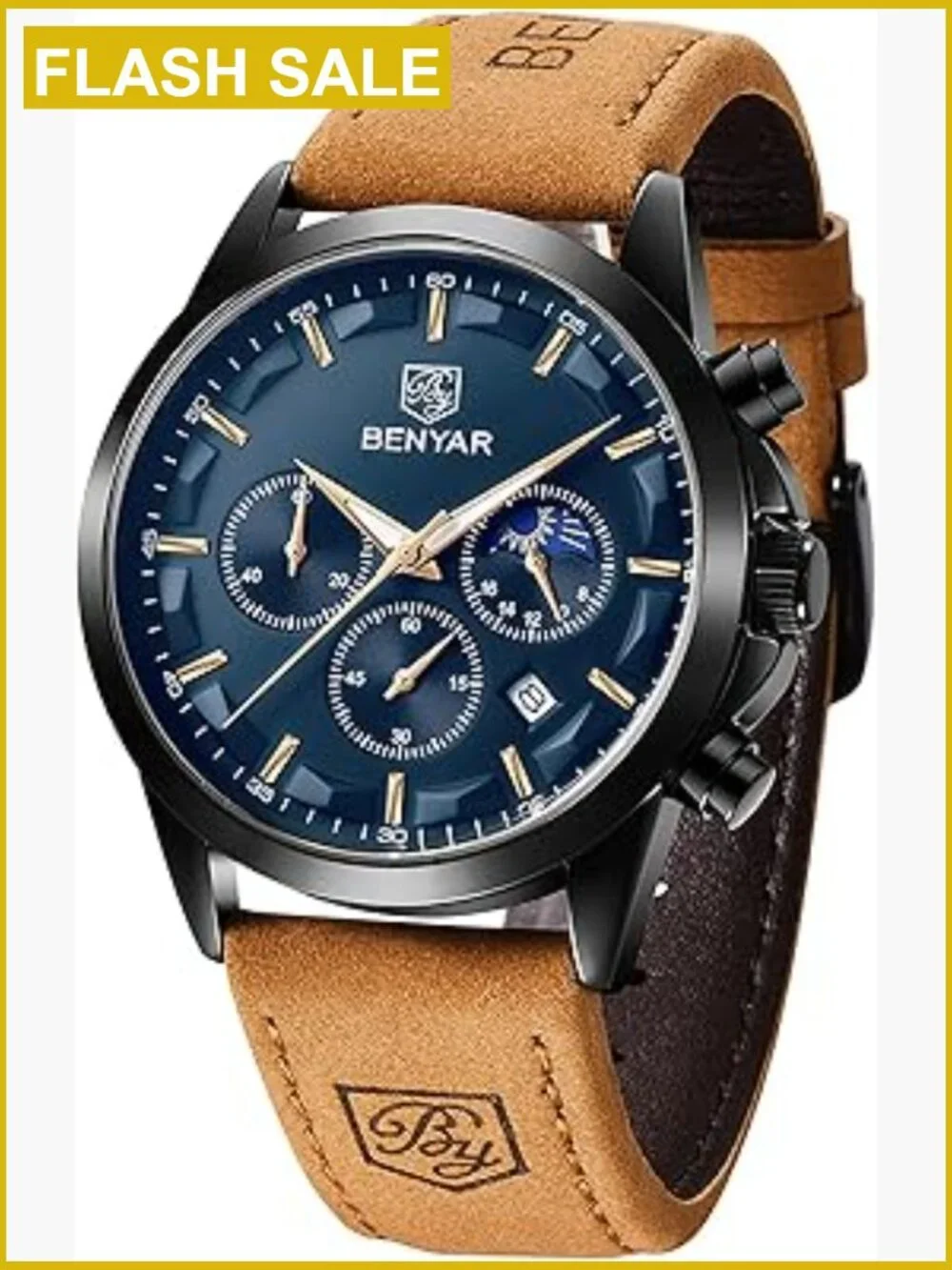 Men's Quartz Chronograph Waterproof Wrist Watch with Calendar - Business Casual